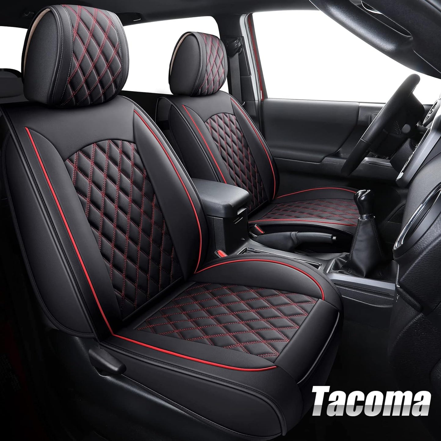 LUCKYMAN CLUB TOYOTA Tacoma Seat Covers akvorezista ledo personecigita por 2005-2023 TRD transterena ŝveba koncepto SR5 duobla taksio ŝarĝaŭto plena kuseno 