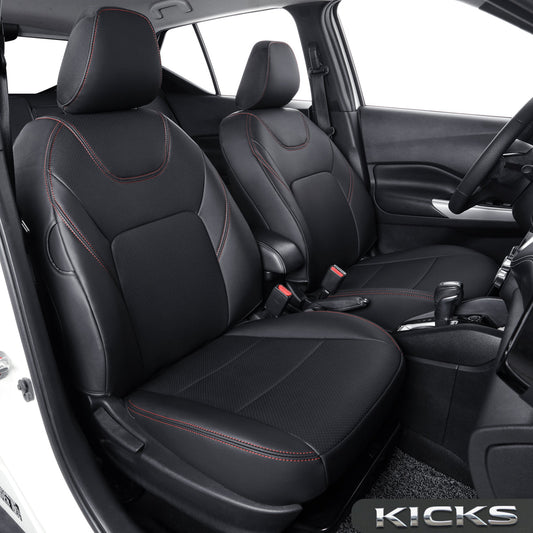 LUCKYMAN CLUB Nissan Kicks Seat Covers Propraj, Konvenaj 2018-2024 Kicks Seat Covers SV, SR, S, Antaŭa Aro, Plena Aro, Akvorezista artefarita leda sidloko. 