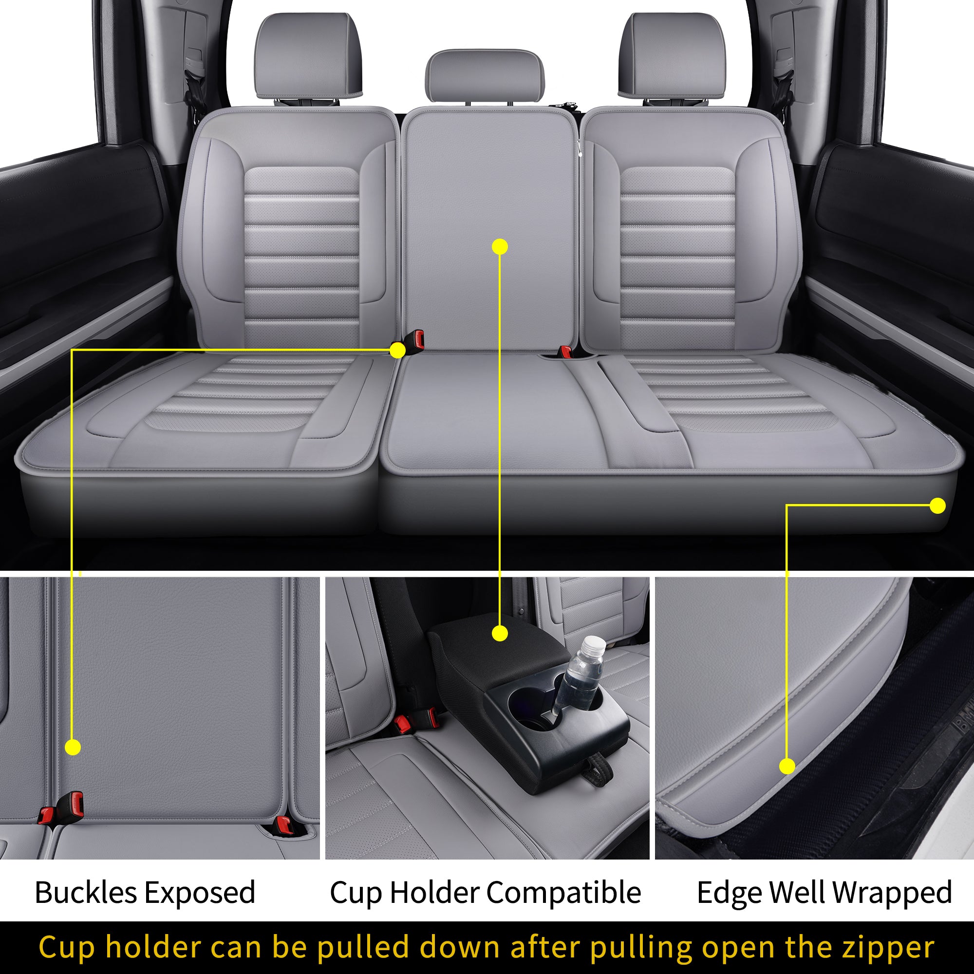 LUCKYMAN CLUB Tundra Individualisierungs-Sitzbezüge mit Kunstleder, passend für 2014-2021 Tundra Crew, CrewMax und Double/Extended Cab; akzeptabel passend für 2007-2013 Tundra Pickups 