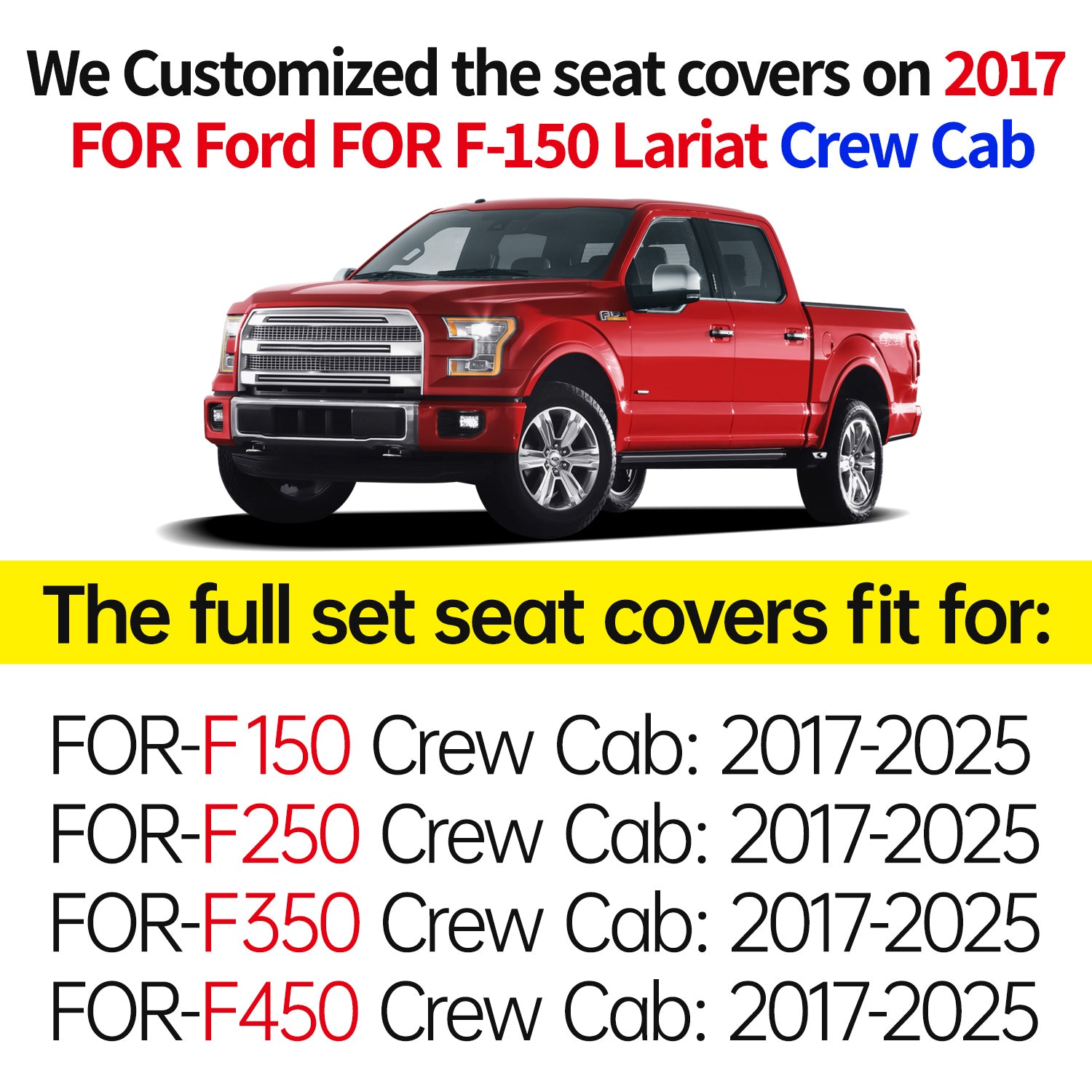 Ford F150 Faux Leather Seat Covers for 2015-2025 F150 SuperDriver and 2017-2025 F250 F350 F450 SuperDriver Cab Leather Trucks, All Season Universal Full Surround Specialty Seat Covers