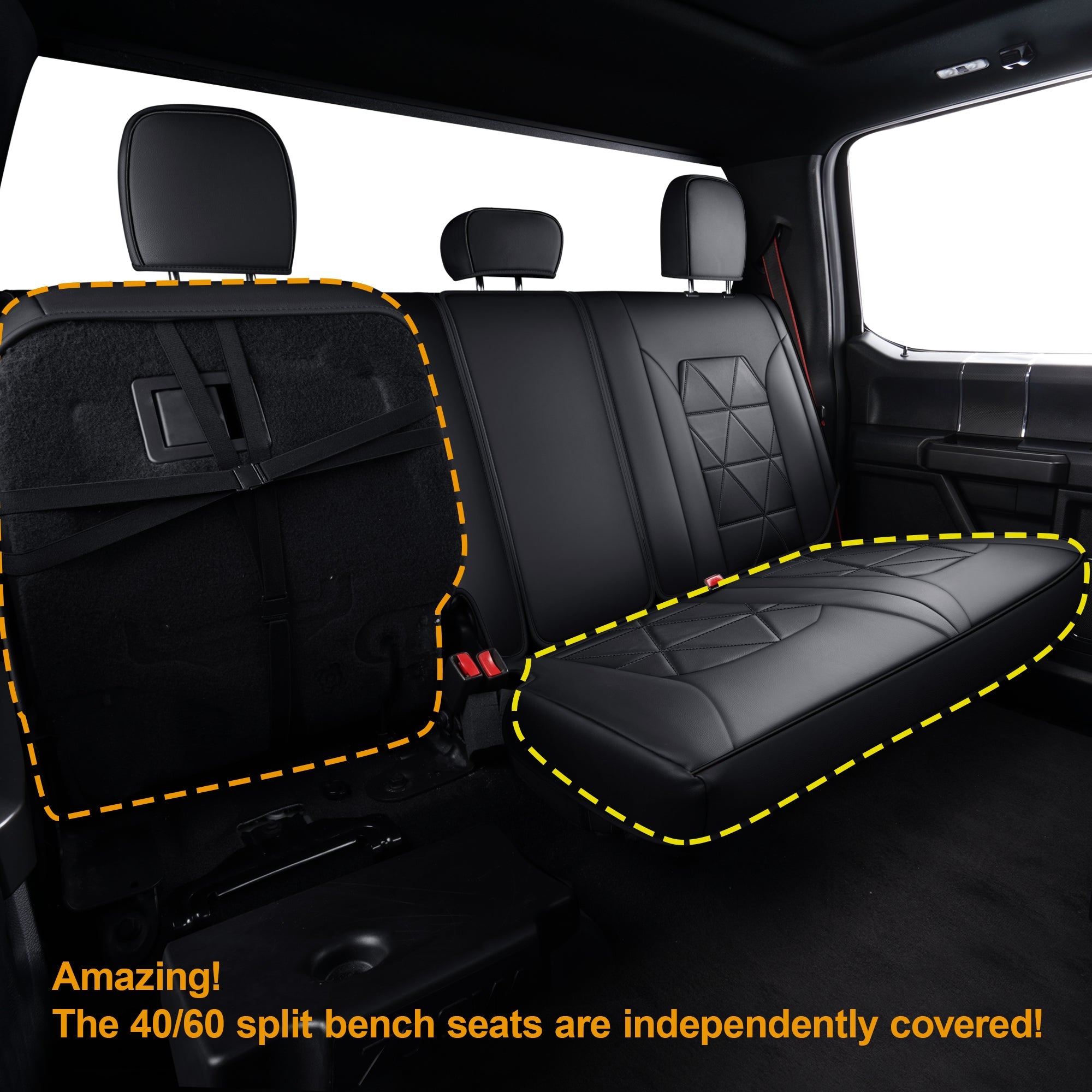 LUCKYMAN CLUB F150 Seat Covers For 2015-2025 F150 CrewCab&2017-2025 F250,F350,F450 CrewCab Waterproof Faux leather