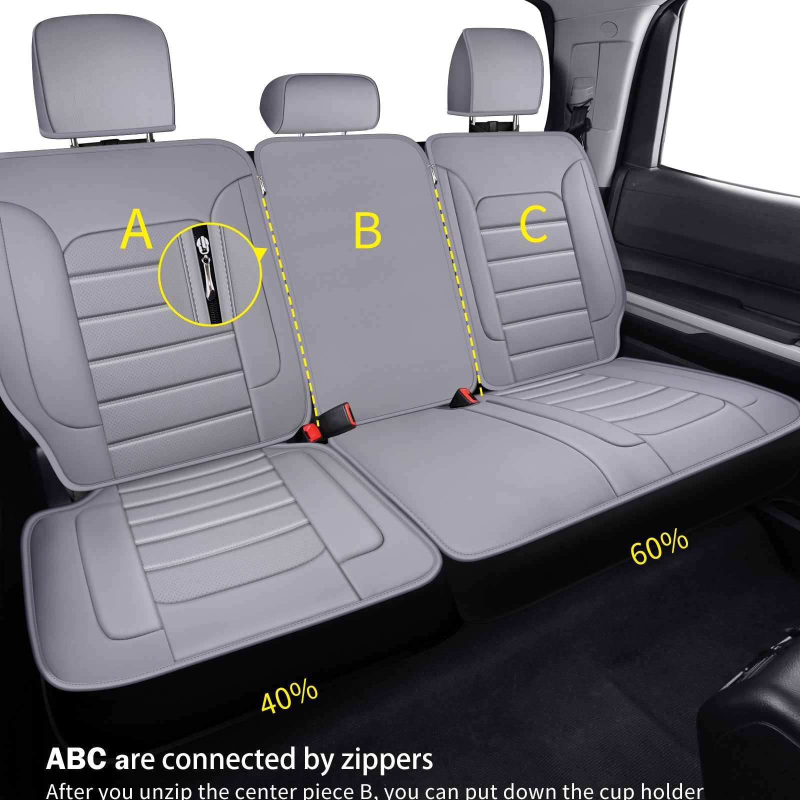 LUCKYMAN CLUB Tundra Customisation Seat Covers with Faux Leather fit for 2014-2021 Tundra Crew, CrewMax, and Double/Extended Cab; Acceptably fit for 2007-2013 Tundra pickups