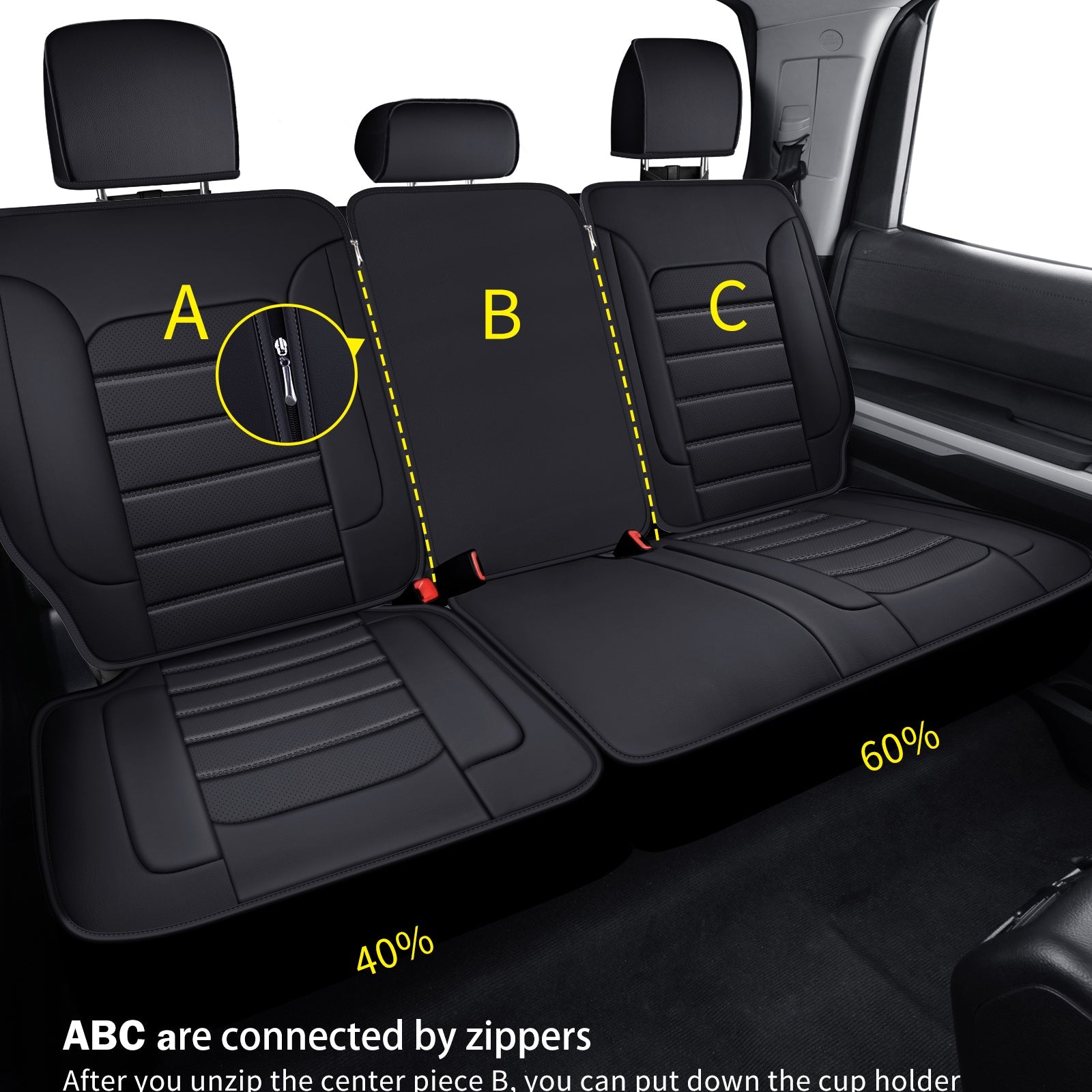 LUCKYMAN CLUB Tundra Customisation Seat Covers with Faux Leather fit for 2014-2021 Tundra Crew, CrewMax, and Double/Extended Cab; Acceptably fit for 2007-2013 Tundra pickups