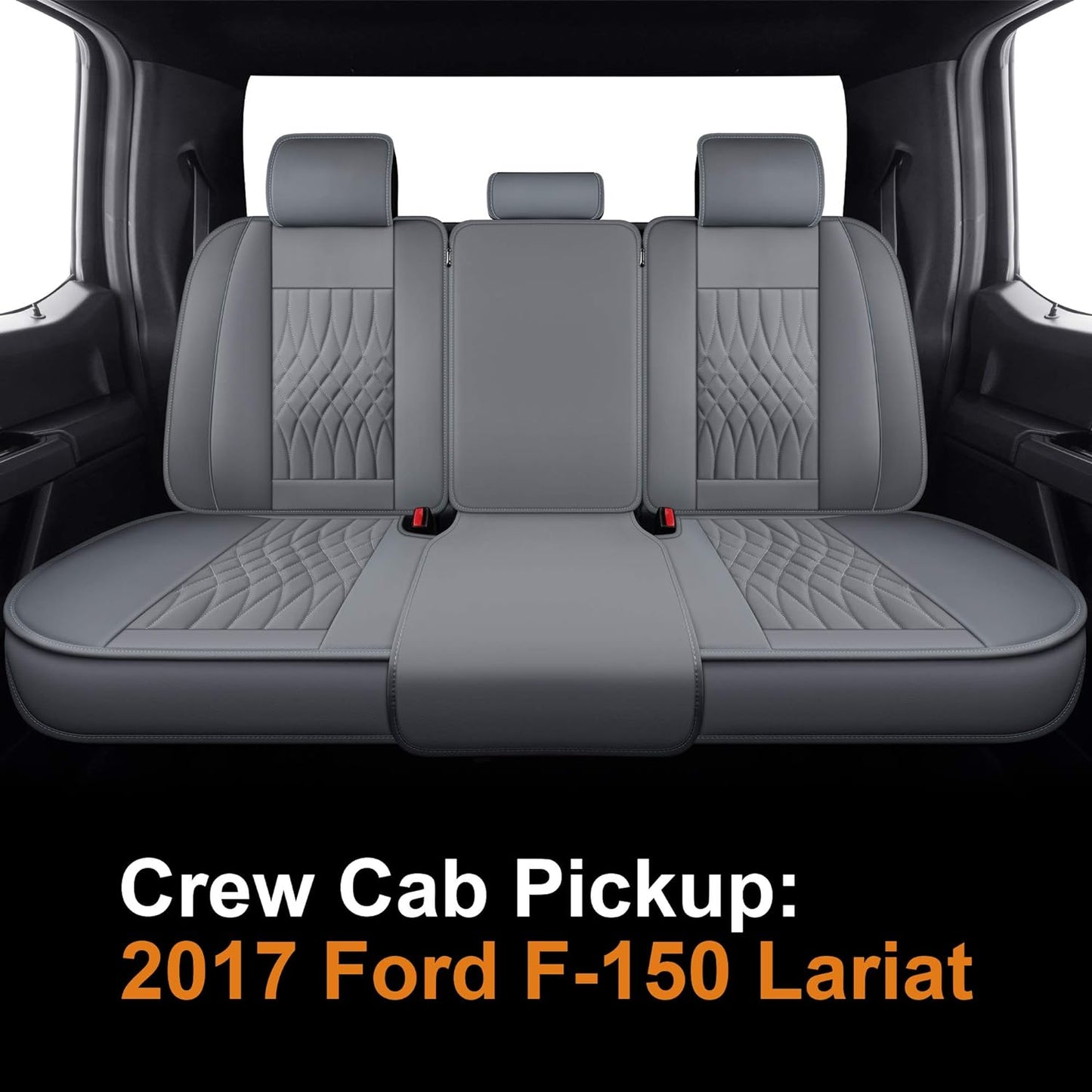 LUCKYMAN CLUB Sidlokovriloj taŭgas por Ford F150 Crew Cab de 2015 ĝis 2024 kaj taŭgas por F250 F350 F450 Crew Cab de 2017 ĝis 2024 kun Falsa Ledo 