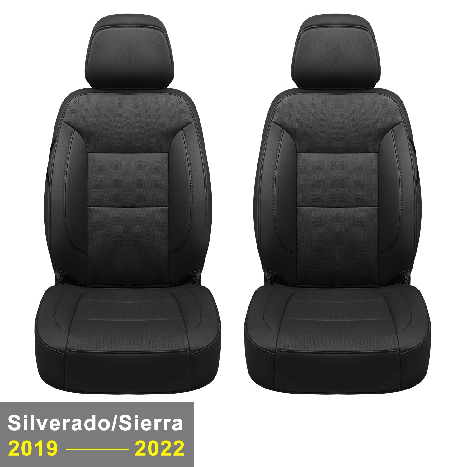 LUCKYMAN CLUB Propraj Silverado Seat Covers 2007-2024 Chevrolet Silverado Sierra 1500/2500HD/3500HD skipo, tute kovritaj sidlokoj, duobla, plilongigita fiakro, akvorezista ledo, ĉiuj sezonoj 