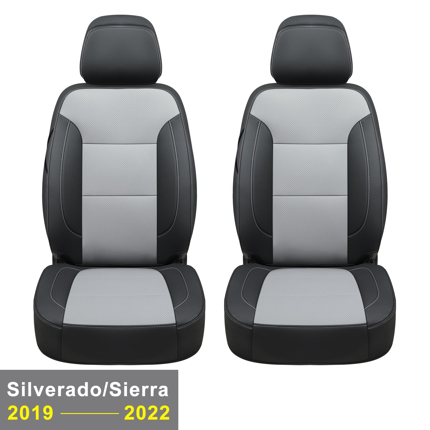 LUCKYMAN CLUB Propraj Silverado Seat Covers 2007-2024 Chevrolet Silverado Sierra 1500/2500HD/3500HD skipo, tute kovritaj sidlokoj, duobla, plilongigita fiakro, akvorezista ledo, ĉiuj sezonoj 