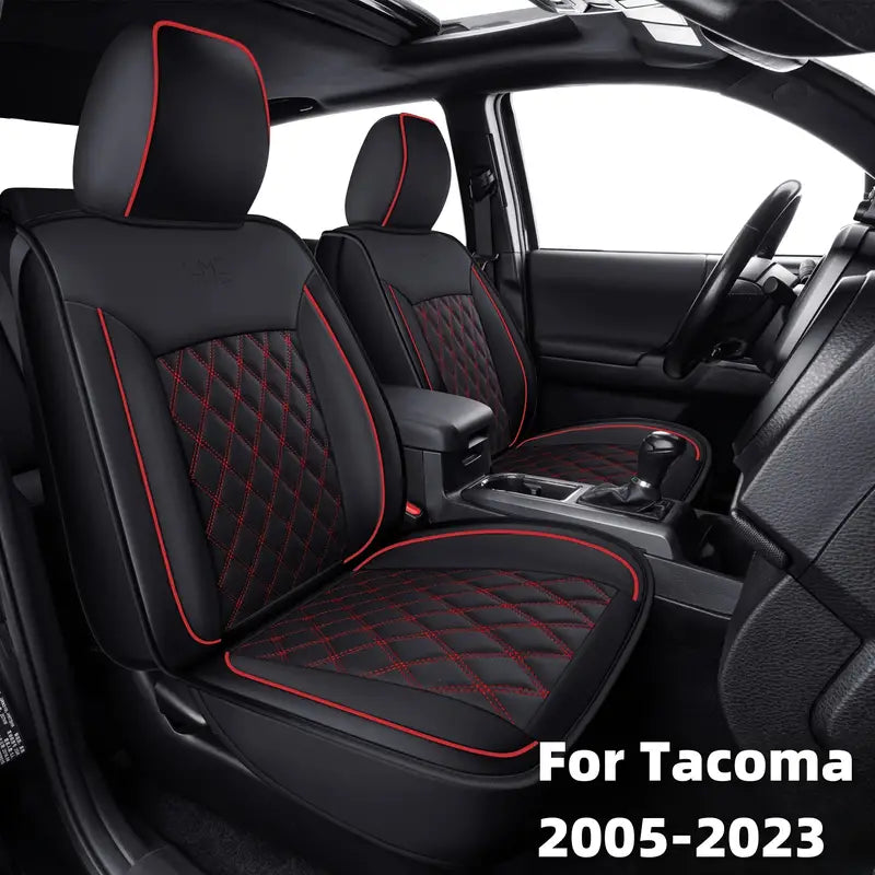 LUCKYMAN CLUB Tacoma Seat Covers Custom Fit for 2005-2023 Tacoma Crew Cab with Faux Leather