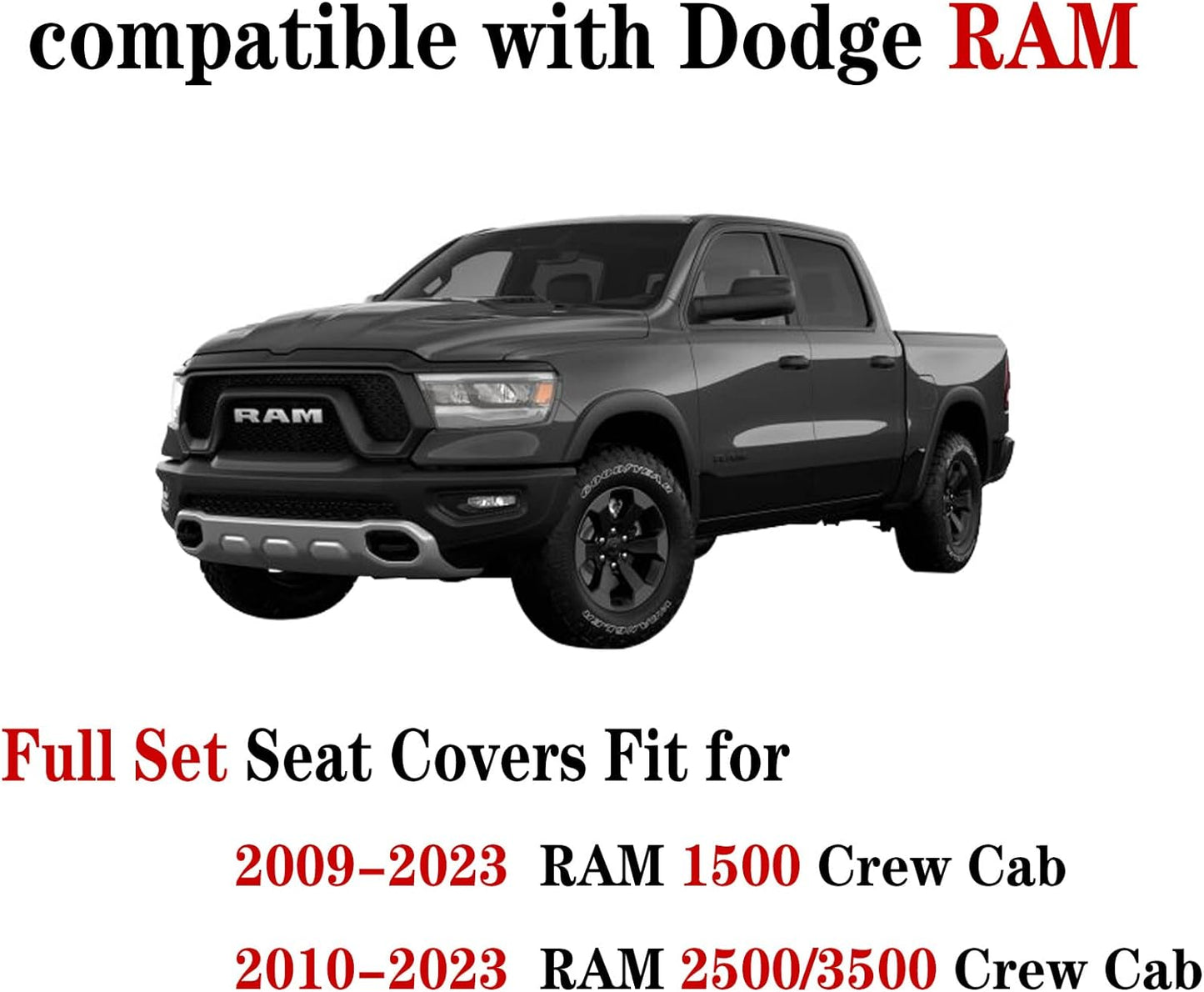 LUCKYMAN CLUB Dodge RAM Sidlokovriloj Konvenaj por 2009-2023 2024 1500HD 2010-2024 2500/3500HD Limigita Laramie Big Horn Tradesman Crew Duobla Kabina Kvaropa Kamiono Akvorezista Ledo