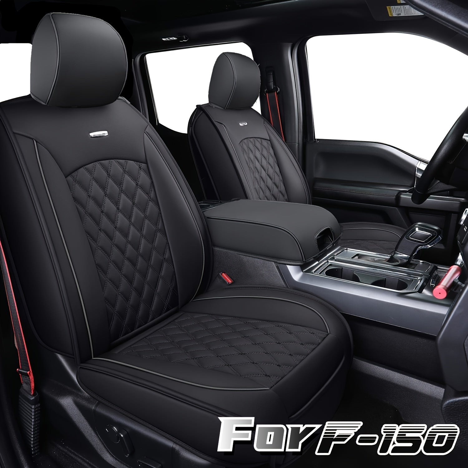 LUCKYMAN CLUB Ford F150 Seat Cover for 2015-2025 F150 and 2017-2025 F250 F350 F450 Super Duty Crew Cab Pickups Faux Leather