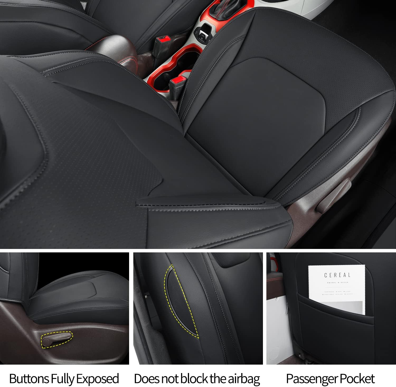 Compass Seat Covers Fit for 2018 2023 Jeep Compass and 2015 2023 Jeep Renegade 4dr SUV with Water Proof Faux Leather LUCKYMAN CLUB