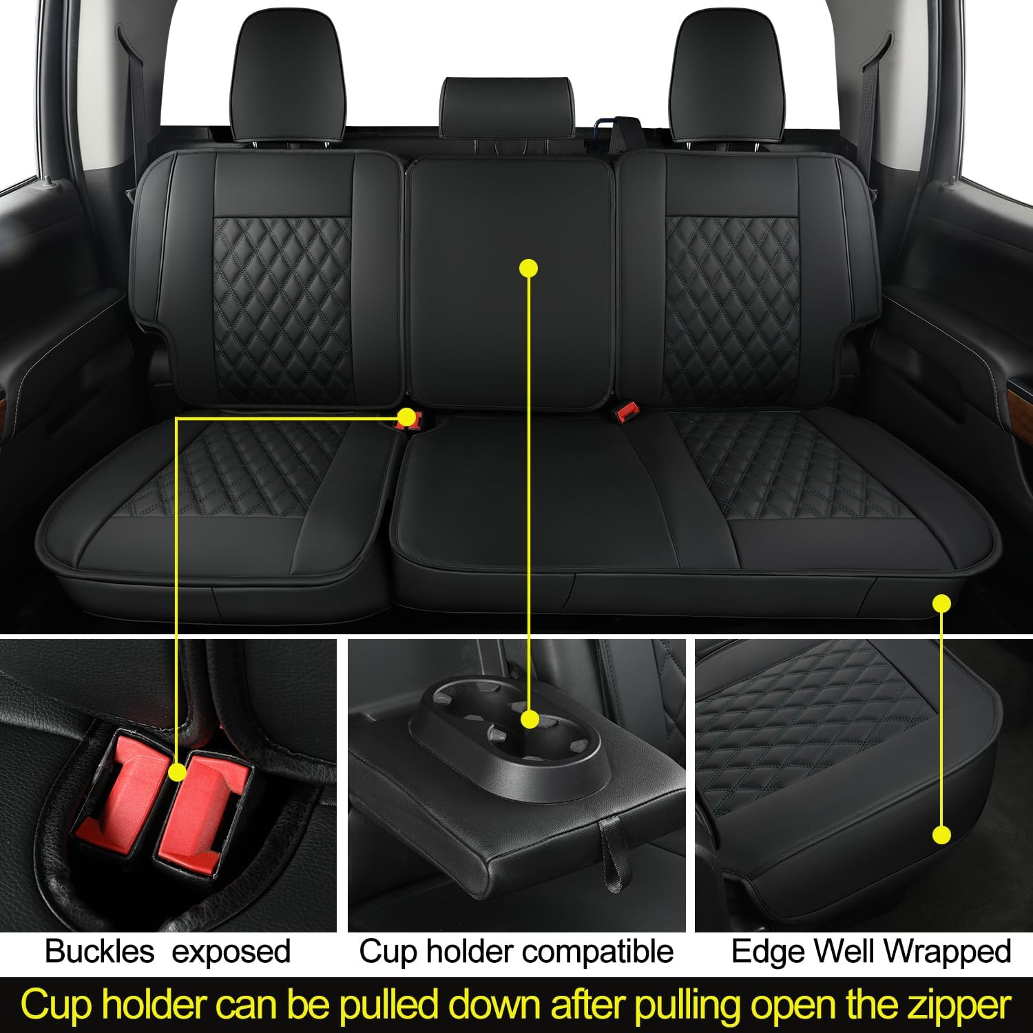 LUCKYMAN CLUB Silverado Faux Leather Seat Covers, Fit for 2014-2025 Chevy Silverado GMC Sierra 1500 and 2020-2024 2500HD 3500HD Crew Cab