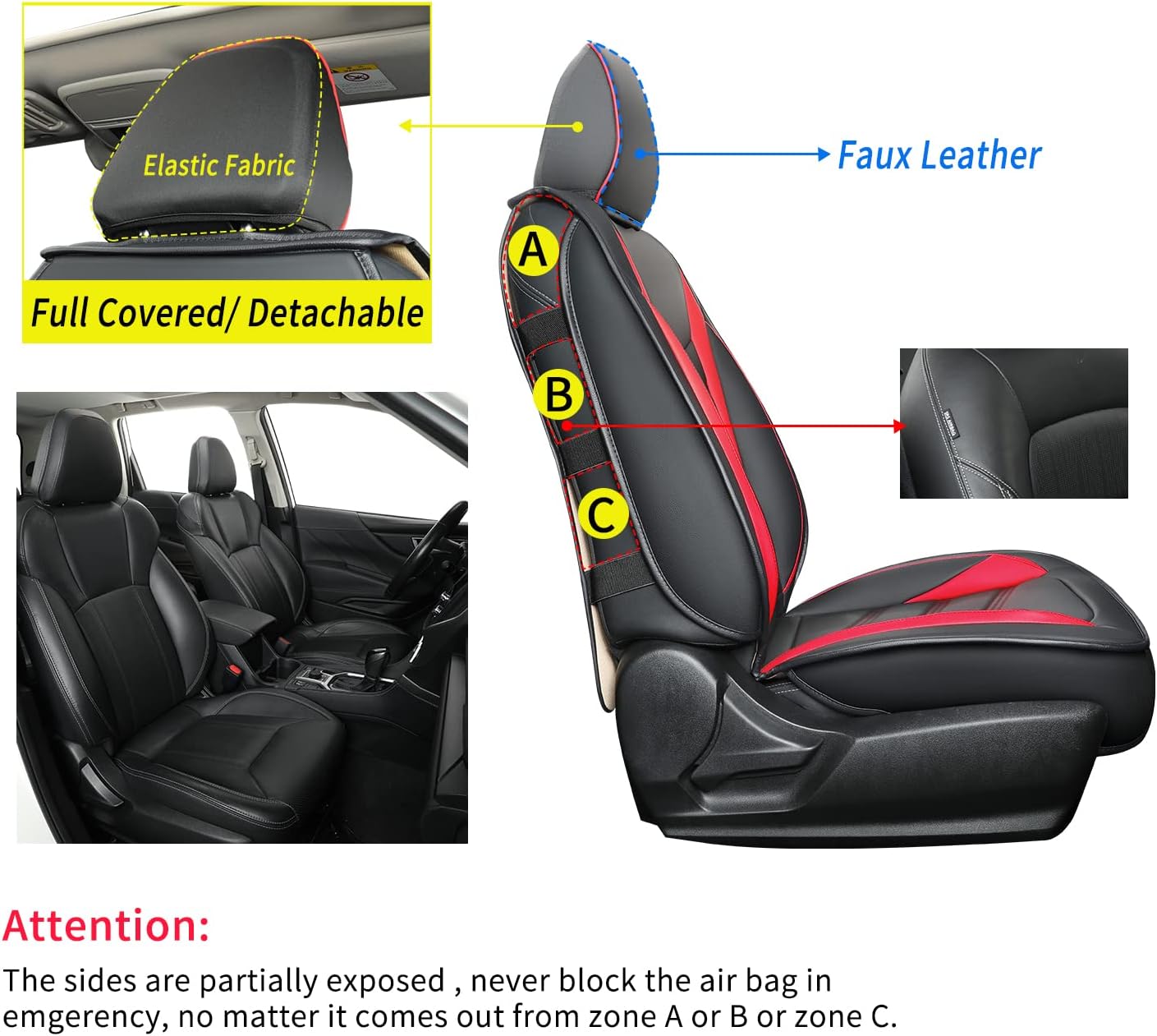 LUCKYMAN CLUB Subaru Seat Forester/Outback Covers Full Set, fit for 2014-2024 Subaru Forester Outback Sport Limited Touring Platinum with Water Proof Faux Leather Versatile, comfortable leather for all seasons