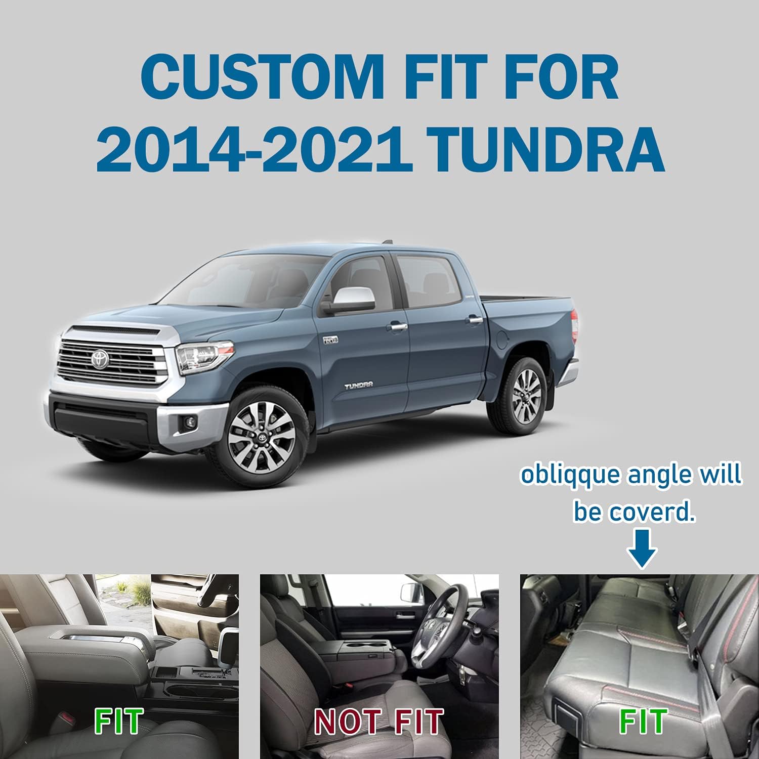 LUCKYMAN CLUB Tundra Sidlokokovriloj, Konvenaj por 2014-2021 Tundra Crew Cab CrewMax Double Cab Regular Kabiĉaj Kamionoj kun Akvopruva Falsa Ledo 