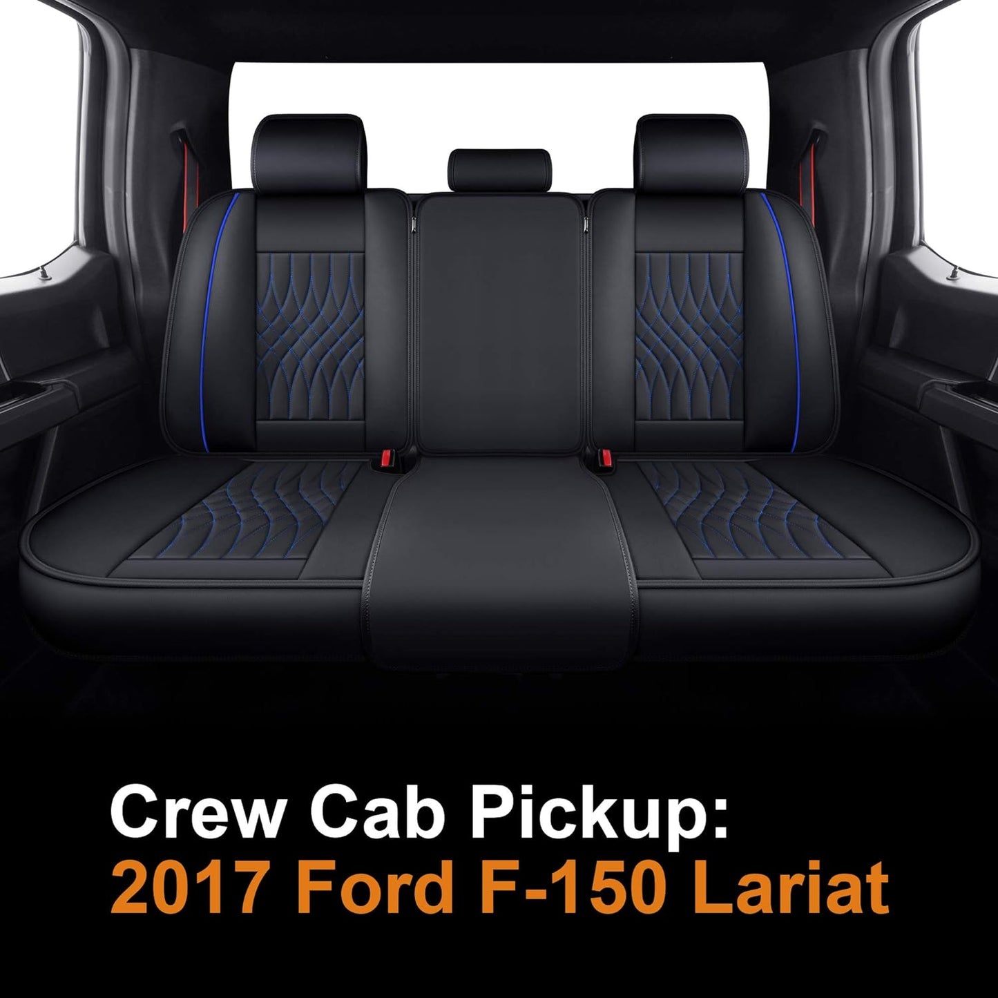 LUCKYMAN CLUB Sidlokovriloj taŭgas por Ford F150 Crew Cab de 2015 ĝis 2024 kaj taŭgas por F250 F350 F450 Crew Cab de 2017 ĝis 2024 kun Falsa Ledo 