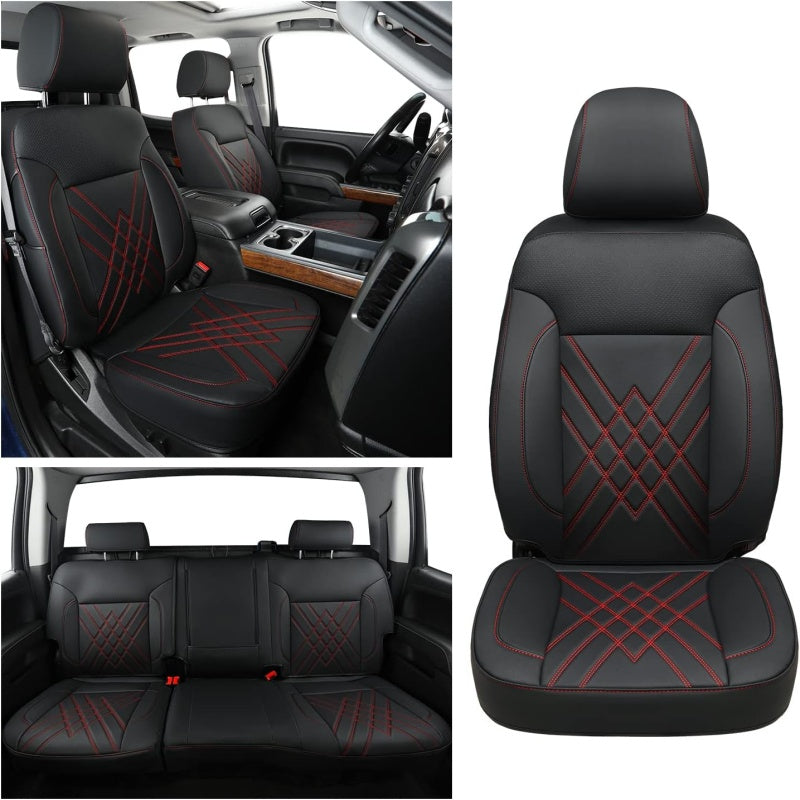 LUCKYMAN CLUB 2007-2025 Silverado seat covers Custom&Sierra 1500 2500 3500HD Trucks leather CustomSeat Covers Cars Pickups Full Set, Fit Trims Like LT,LTZ,RST