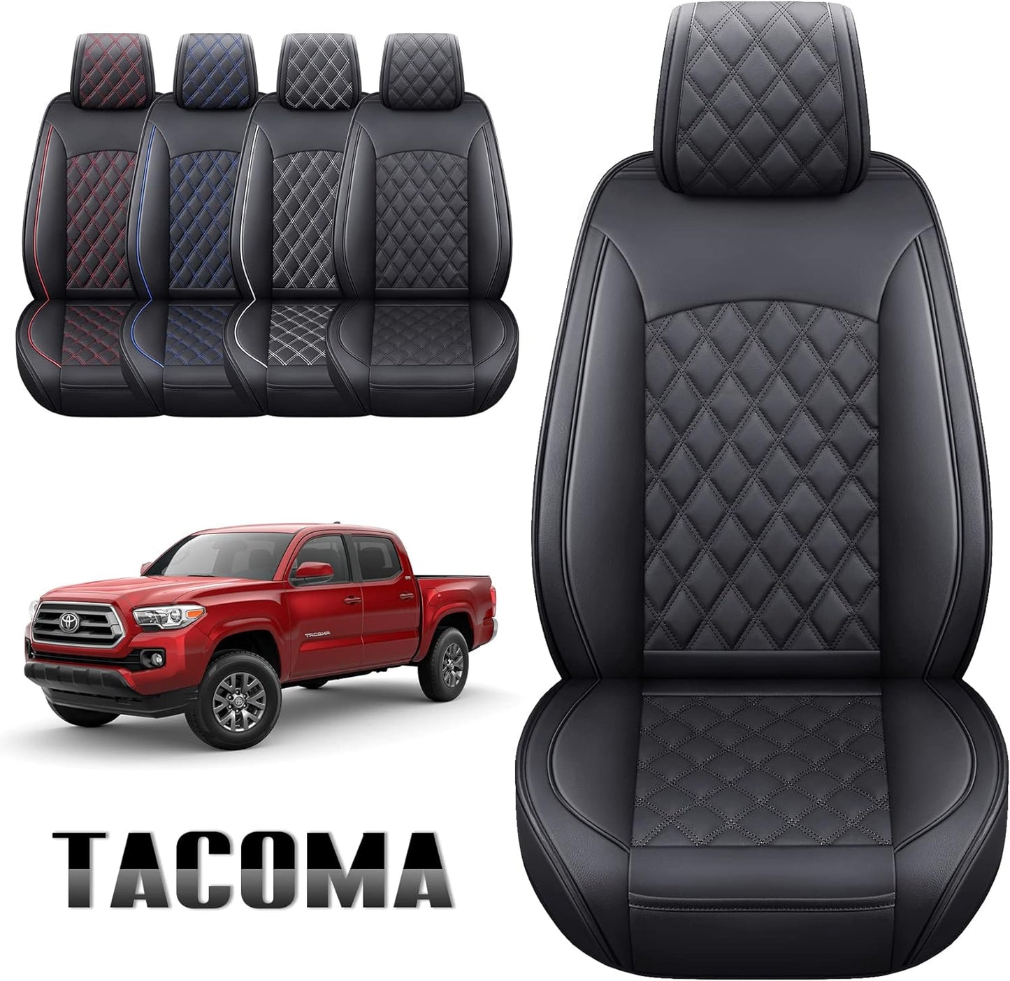 LUCKYMAN CLUB TOYOTA Tacoma Seat Covers akvorezista ledo personecigita por 2005-2023 TRD transterena ŝveba koncepto SR5 duobla taksio ŝarĝaŭto plena kuseno 