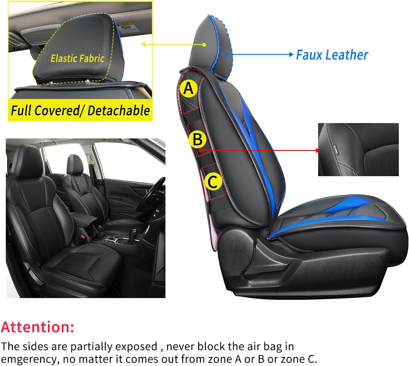 LUCKYMAN KLUBO Subaru Seat Forester/Outback Kovroj Plena Aro, taŭga por 2014-2024 Subaru Forester Outback Sport Limited Touring Plateno kun Akvo Prova Faux Ledo Versatila, komforta ledo por ĉiuj sezonoj 